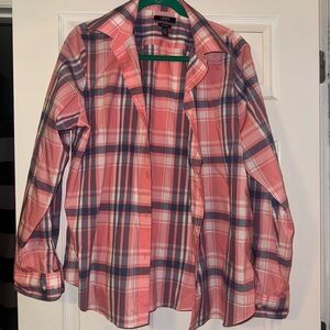 Chaps Pink Plaid Button-Up Shirt